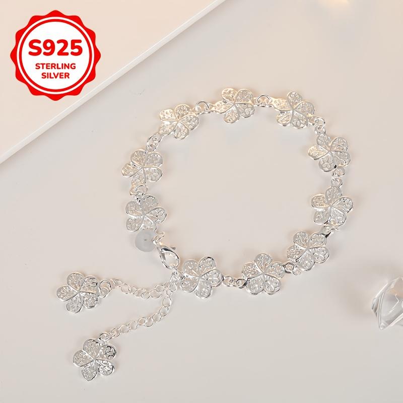925 Silver Hollow Flower Bracelet Women’s Bohemian Style