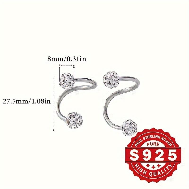 S925 Silver S-TYPE Hoop Earrings with Sparkling Cubic Zirconia – Hypoallergenic
