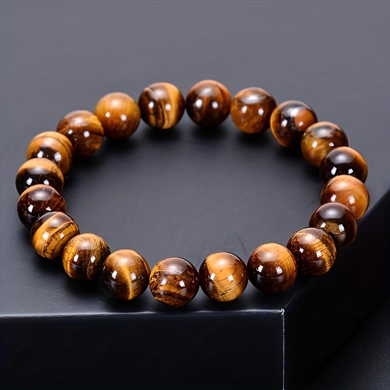 Handmade Natural Tiger Eye Stone Bracelet – Stretchy Elastic Beads