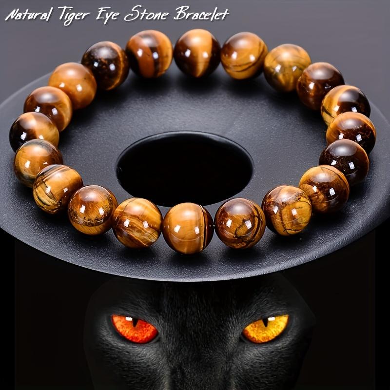 Handmade Natural Tiger Eye Stone Bracelet – Stretchy Elastic Beads