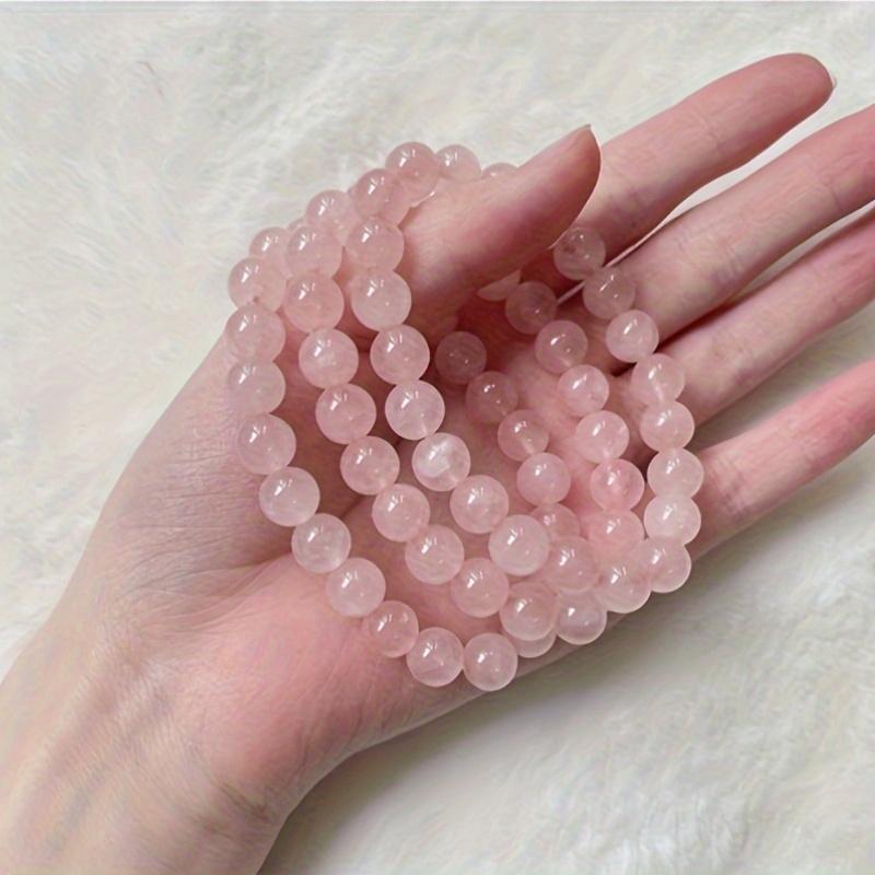 Elastic Natural Rose Quartz Beaded Bracelet
