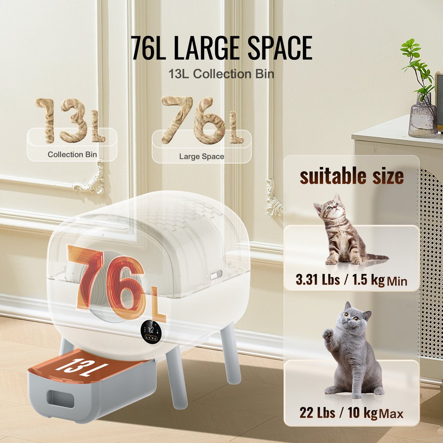 75L Self Cleaning Cat Litter Box