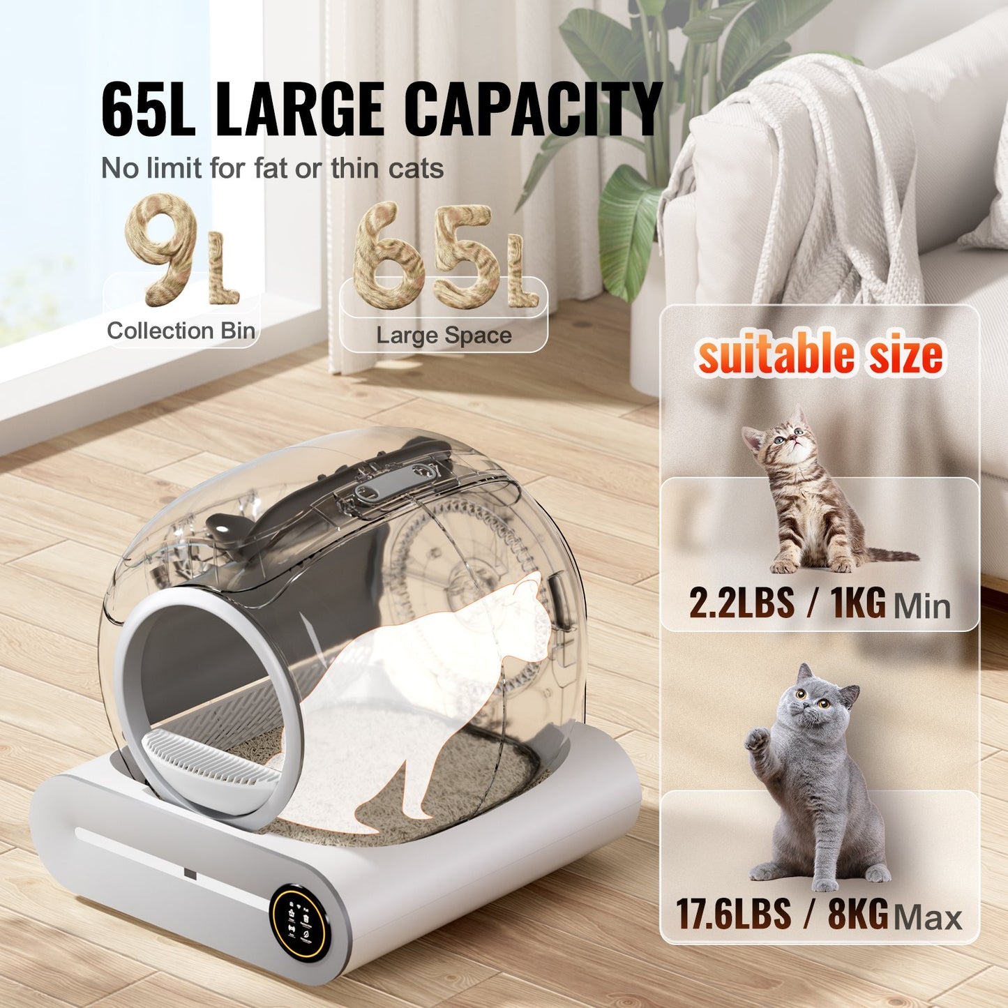 65L Self Cleaning Cat Litter Box